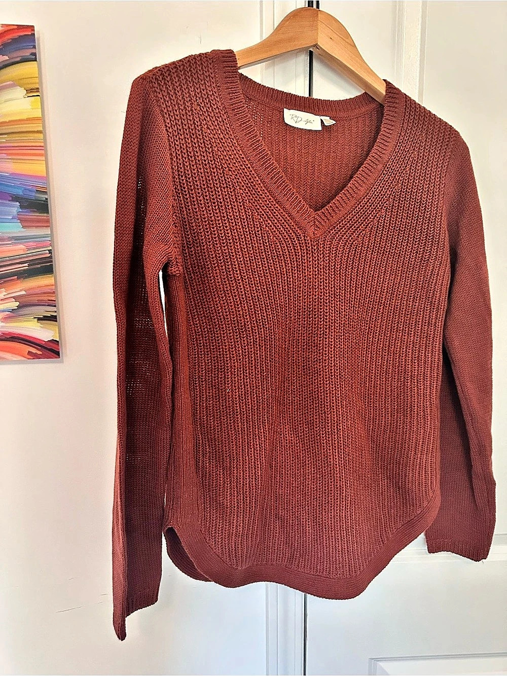 RD Style Josslyn V-Neck Sweater Cotton Red